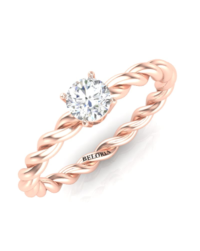 solitaire diamant simple en or rose