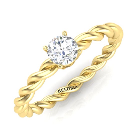 solitaire diamant simple en or jaune