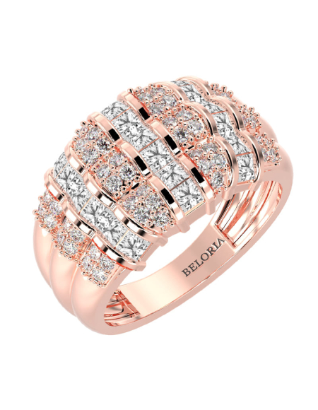 Bague imposante diamants princesse & ronds 2