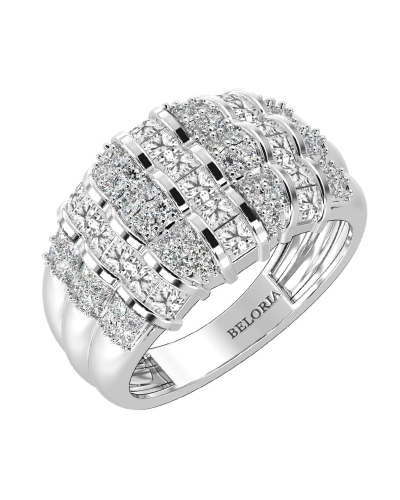 Bague imposante diamants princesse & ronds