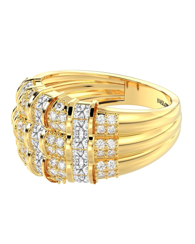 Bague imposante diamants princesse & ronds