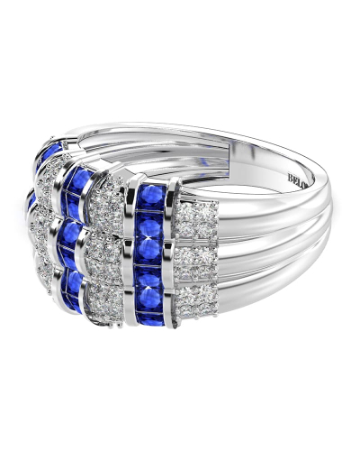 bague large saphir & diamants