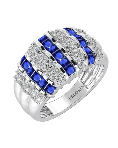 bague large saphir & diamants