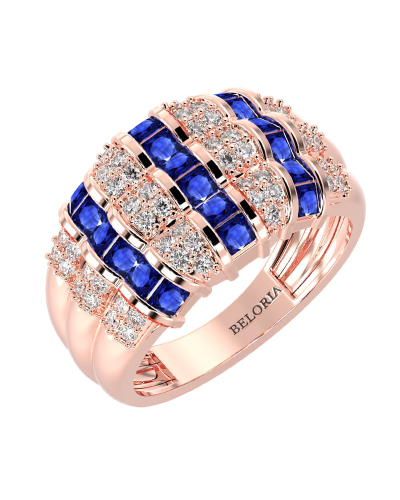 bague large saphir & diamants