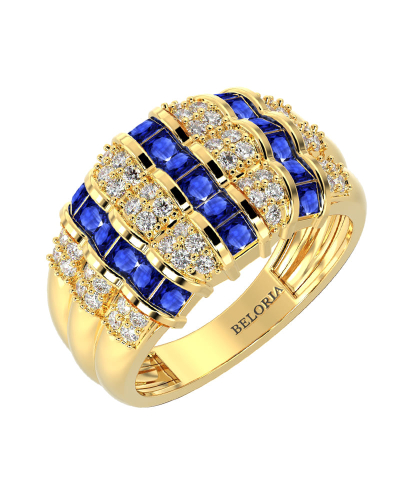 bague large saphir & diamants