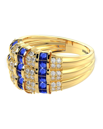 bague large saphir & diamants