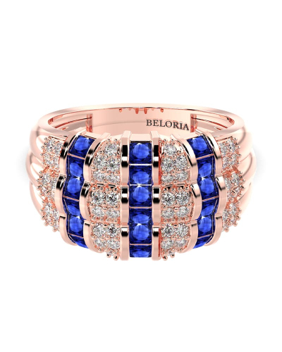 bague large saphir & diamants