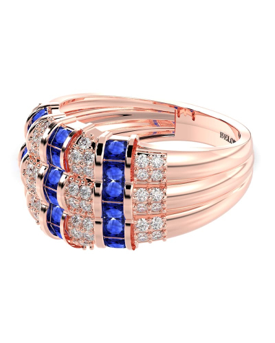 bague large saphir & diamants