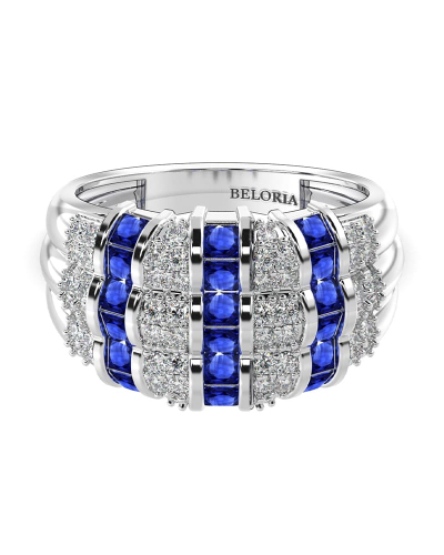 bague large saphir & diamants