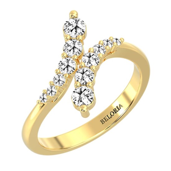 Bague croisé diamants ronds