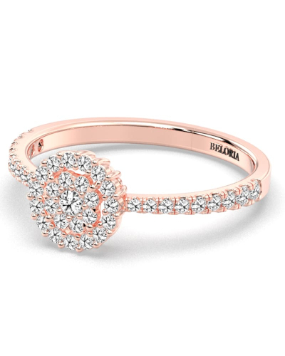 Solitaire illusions coussin halo accompagné en or rose 18k et diamants