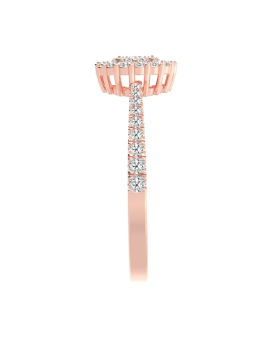 Solitaire illusions coussin halo accompagné en or rose 18k et diamants