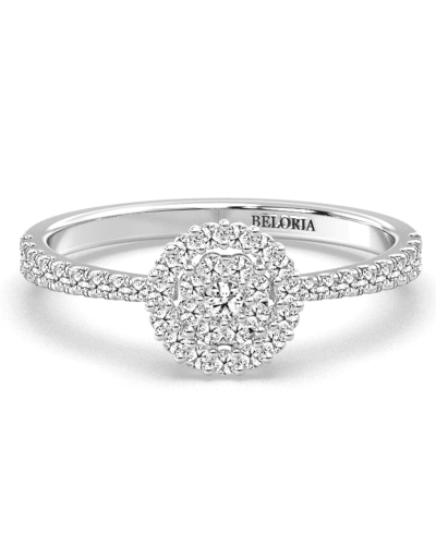 Solitaire illusions coussin halo accompagné en or blanc 18k et diamants