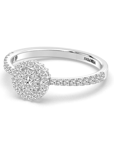 Solitaire illusions coussin halo accompagné en or blanc 18k et diamants