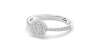 Solitaire illusions coussin halo accompagné en or blanc 18k et diamants