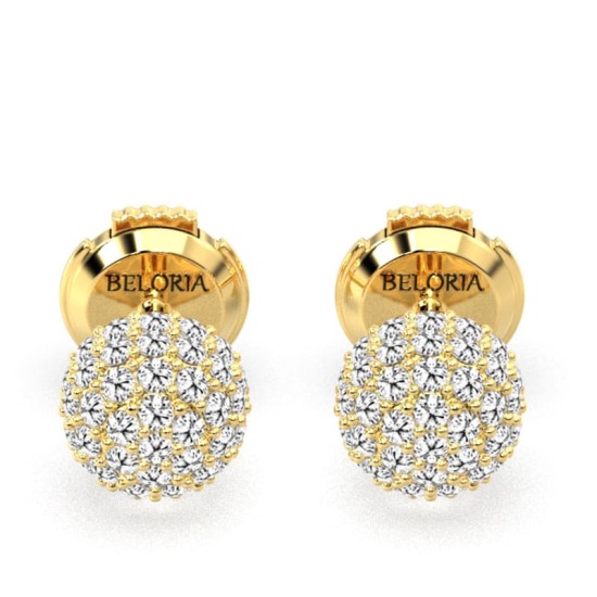 Boucles d'oreilles rond or jaune 18 carats et diamants