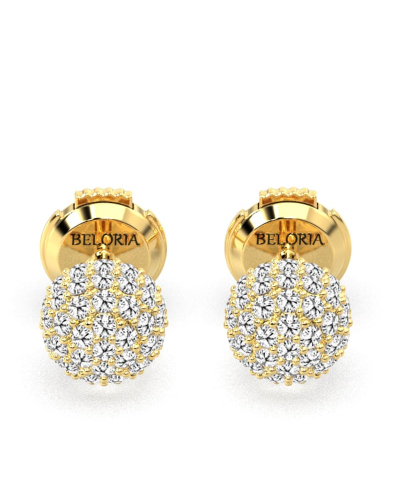 Boucles d'oreilles rond or jaune 18 carats et diamants