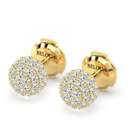 Boucles d'oreilles rond or jaune 18 carats et diamants