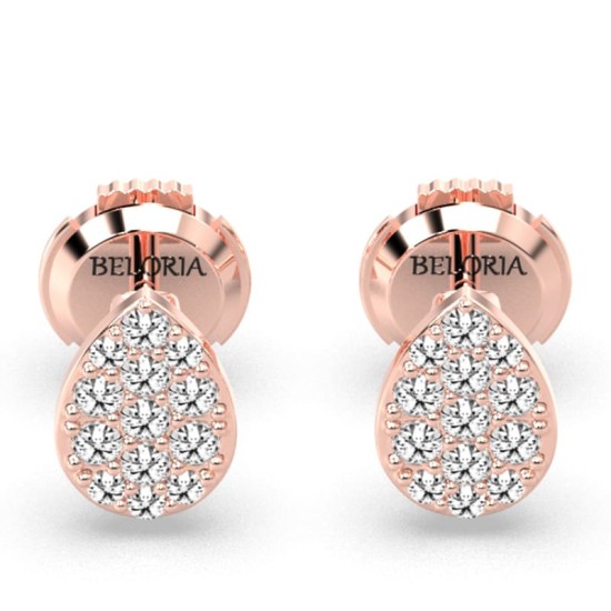Boucles d'oreilles rond or rose 18 carats et diamants