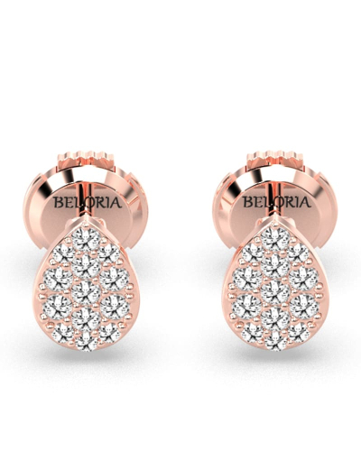 Boucles d'oreilles rond or rose 18 carats et diamants