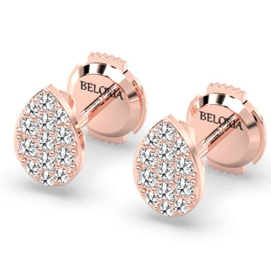 Boucles d'oreilles rond or rose 18 carats et diamants