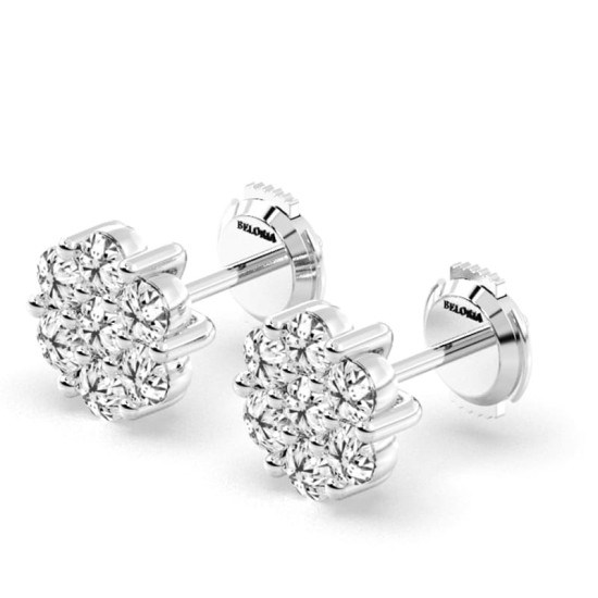 Boucles d'oreilles rond or blanc 18 carats et diamants