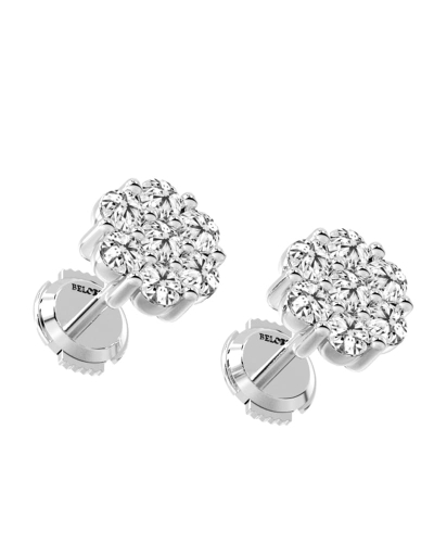Boucles d'oreilles rond or blanc 18 carats et diamants