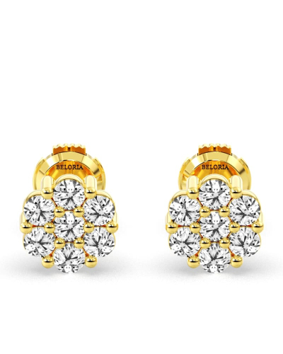 Boucles d'oreilles rond or jaune 18 carats et diamants