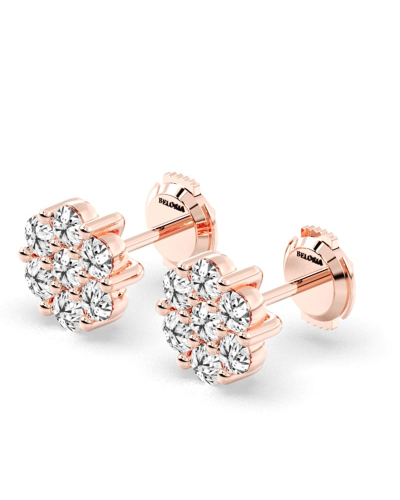 Boucles d'oreilles rond or rose 18 carats et diamants