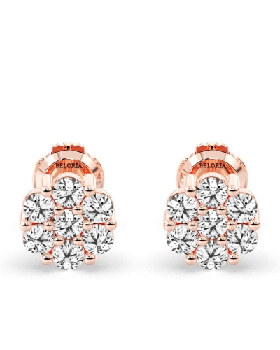 Boucles d'oreilles rond or rose 18 carats et diamants