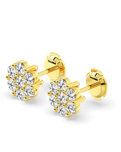 Boucles d'oreilles rond or jaune 18 carats et diamants