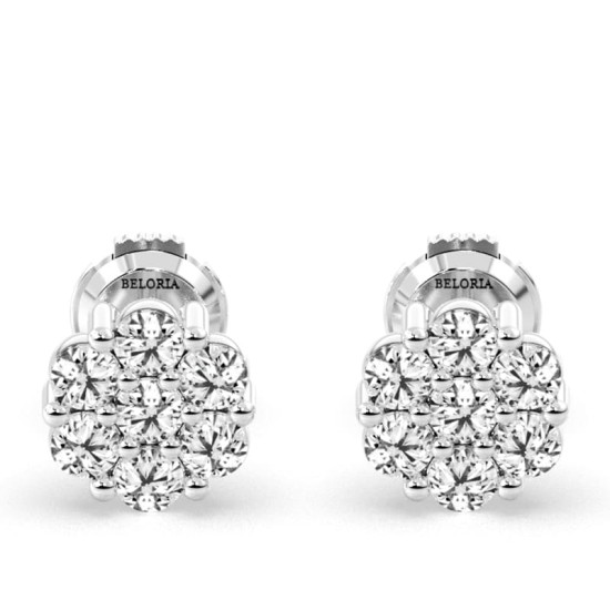 Boucles d'oreilles rond or blanc 18 carats et diamants