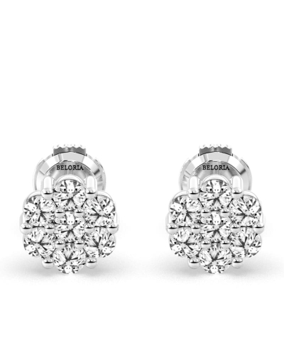 Boucles d'oreilles rond or blanc 18 carats et diamants