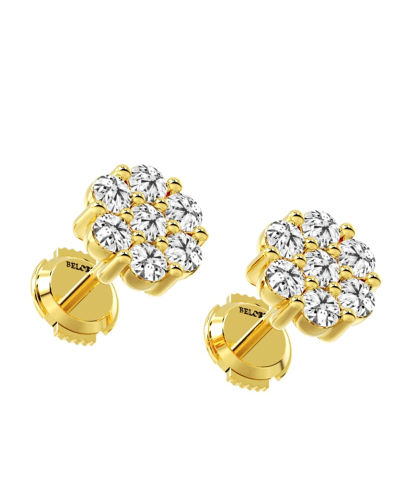 Boucles d'oreilles rond or jaune 18 carats et diamants