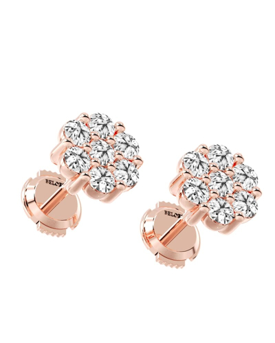 Boucles d'oreilles rond or rose 18 carats et diamants