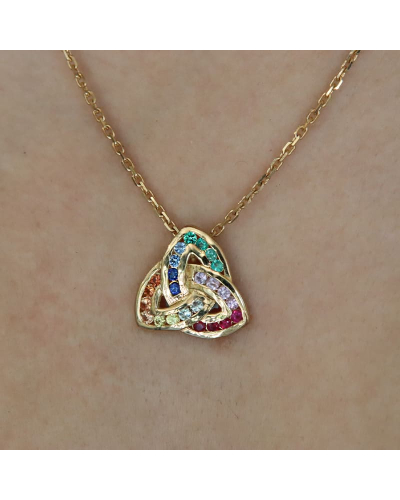 Pendentif or rose 18k trilogie saphir