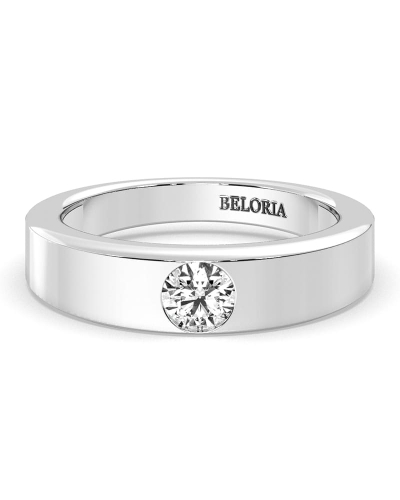 Alliance pour homme ou femme en Or blanc 18K et Diamants