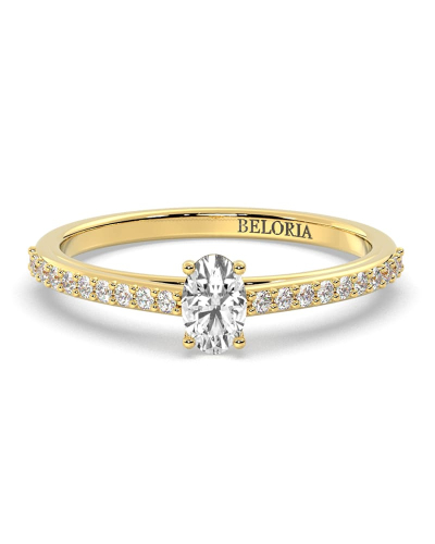 Bague Solitaire en Or jaune  Accompagné Diamant Ovale
