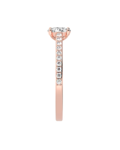 Bague Solitaire en Or rose  Accompagné Diamant Ovale