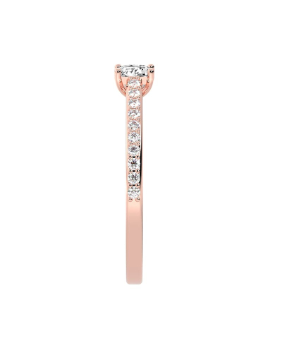 Bague Solitaire en Or rose Accompagné Diamant Princesse