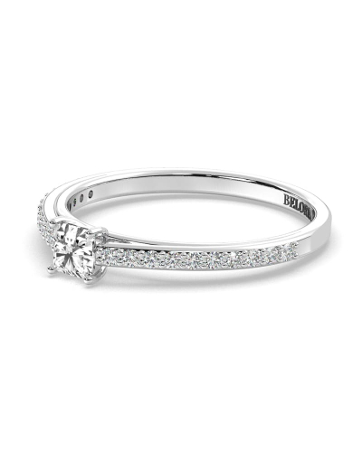 Bague Solitaire en Or blanc Accompagné Diamant Princesse
