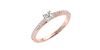 Bague Solitaire en Or rose Accompagné Diamant Princesse