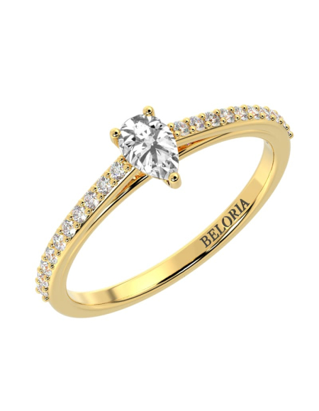 Bague Solitaire en Or rose Accompagné Diamant poire 2