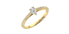 Bague Solitaire en Or jaune Accompagné Diamant poire