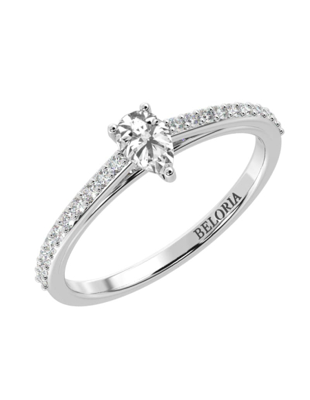 Bague Solitaire en Or rose Accompagné Diamant poire 2