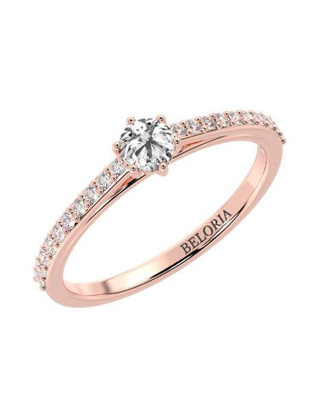 Bague Solitaire en Or jaune Accompagné Diamant Rond 2