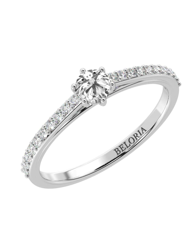 Bague Solitaire en Or blanc Accompagné Diamant Rond