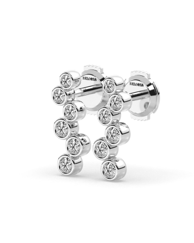 Boucles d'oreilles rond or blanc 18 carats et diamants