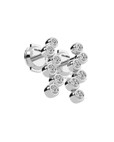 Boucles d'oreilles rond or blanc 18 carats et diamants