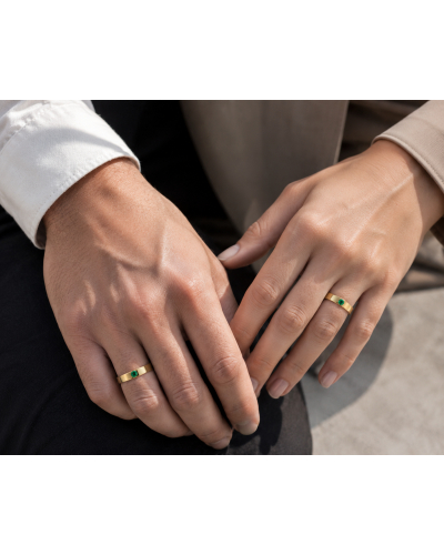 Alliance Or Jaune Emeraude Homme Femme – Alliance de Mariage Moderne | Beloria.png